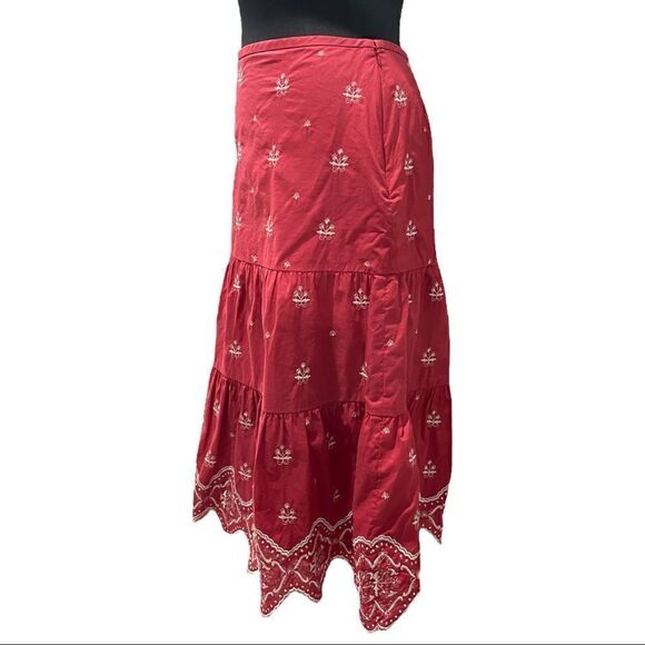 𝅺ann Taylor Tiered Embroidered Skirt Sz 4 - Picture 4 of 12